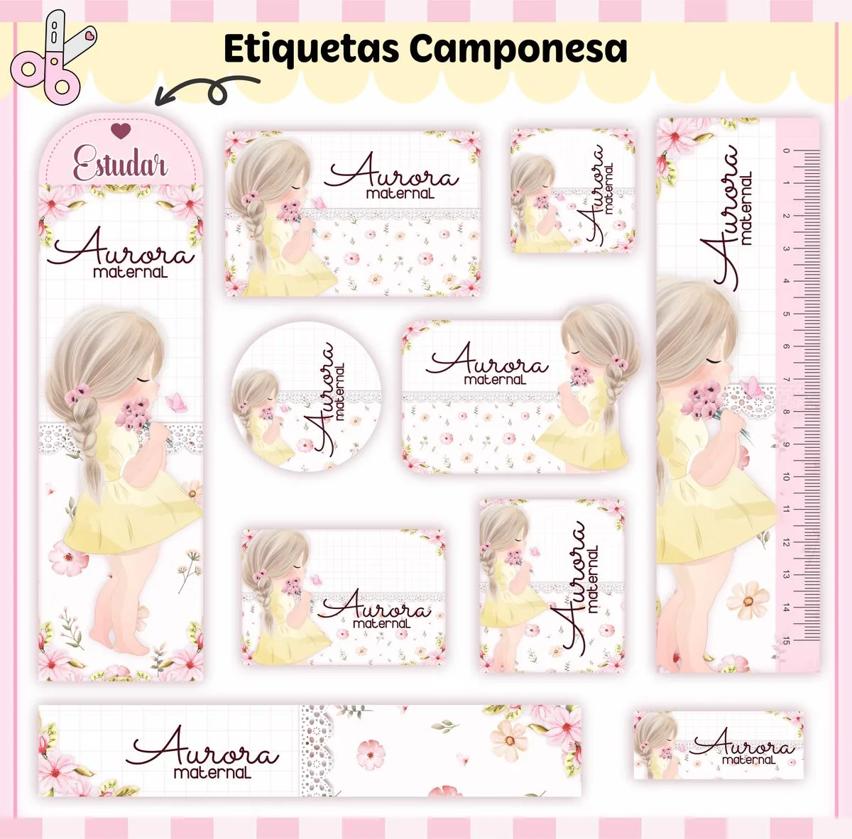 Etiquetas Escolares Camponesa - Arquivo Digital 1 Etiquetas Escolares Camponesa - Arquivo Digital