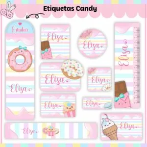 Etiquetas Escolares Candy - Arquivo Digital