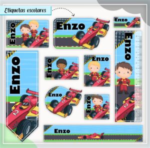 Etiquetas Escolares Carros - Arquivo Digital