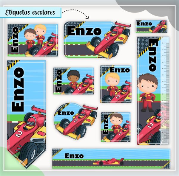 Etiquetas Escolares Carros - Arquivo Digital