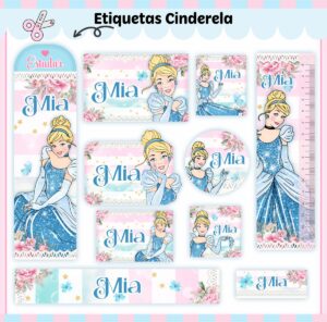 Etiquetas Escolares Cinderela V2 - Arquivo Digital