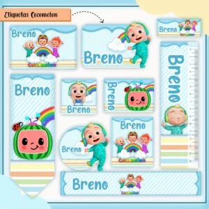Etiquetas Escolares Cocomelon - Arquivo Digital 38 Etiquetas Escolares Cocomelon - Arquivo Digital
