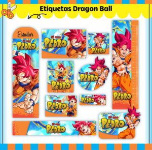 Etiquetas Escolares Dragon Ball - Arquivo Digital