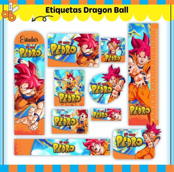 Etiquetas Escolares Dragon Ball - Arquivo Digital