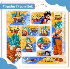 Etiquetas Escolares Dragon Ball Z - Arquivo Digital