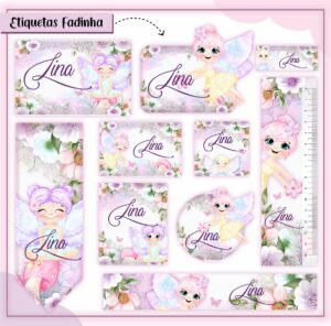 Etiquetas Escolares Fadinha - Arquivo Digital