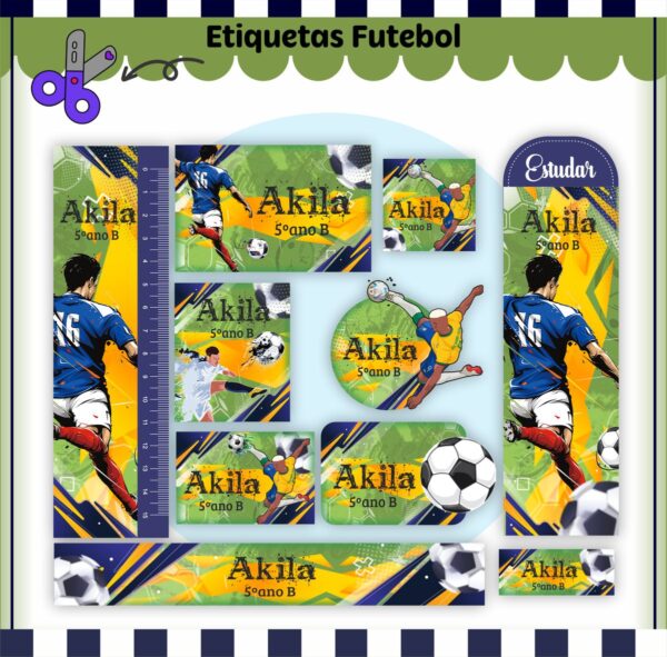 Etiquetas Escolares Futebol - Arquivo Digital