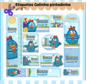 Etiquetas Escolares Galinha Pintadinha Menino - Arq. Digital