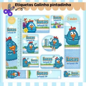 Etiquetas Escolares Galinha Pintadinha Menino - Arq. Digital 30 Etiquetas Escolares Galinha Pintadinha Menino - Arq. Digital