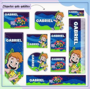 Etiquetas Escolares Gato Galático - Arquivo Digital