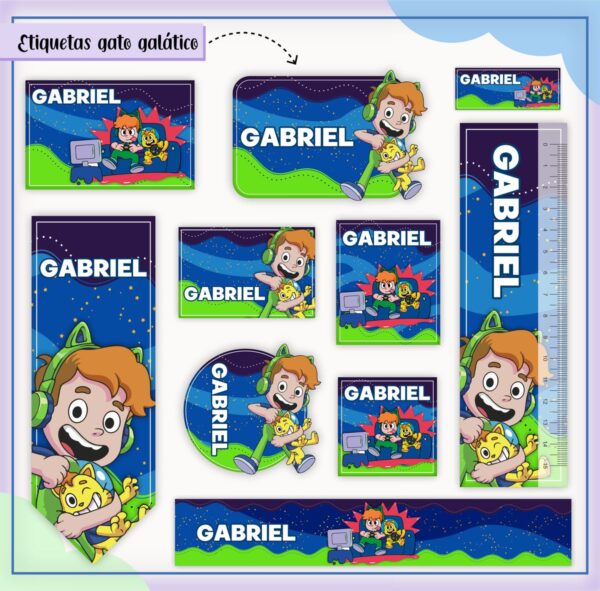 Etiquetas Escolares Gato Galático - Arquivo Digital