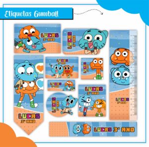 Etiquetas Escolares Gumball - Arquivo Digital