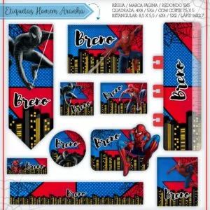 Etiquetas Escolares Homem Aranha 3 - Arquivo Digital 23 Etiquetas Escolares Homem Aranha 3 - Arquivo Digital