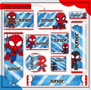 Etiquetas Escolares Homem Aranha - Arquivo Digital