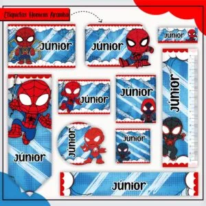 Etiquetas Escolares Homem Aranha - Arquivo Digital 24 Etiquetas Escolares Homem Aranha - Arquivo Digital