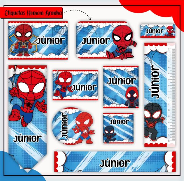 Etiquetas Escolares Homem Aranha - Arquivo Digital