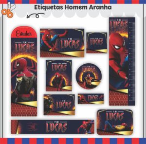 Etiquetas Escolares Homem Aranha V2 - Arquivo Digital