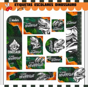 Etiquetas Escolares Jurassic - Arquivo Digital