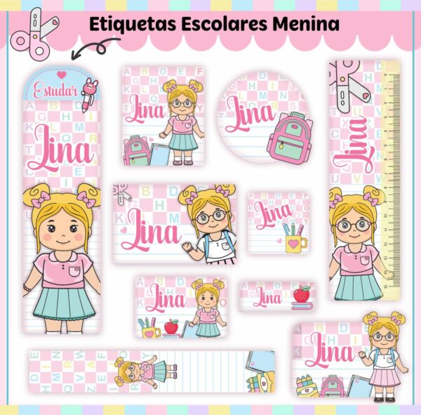 Etiquetas Escolares Kit Aluninhas - Arquivo Digital
