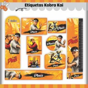 Etiquetas Escolares Kobra Kai - Arquivo Digital 18 Etiquetas Escolares Kobra Kai - Arquivo Digital