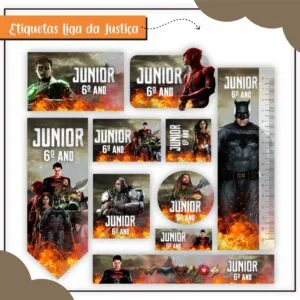 Etiquetas Escolares Liga da Justiça - Arquivo Digital 11 Etiquetas Escolares Liga da Justiça - Arquivo Digital