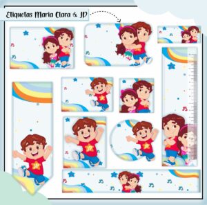 Etiquetas Escolares Maria Clara e JP Menino Arquivo Digital