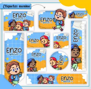 Etiquetas Escolares Menininho - Arquivo Digital