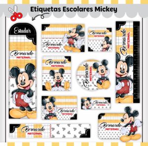 Etiquetas Escolares Mickey V2 - Arquivo Digital