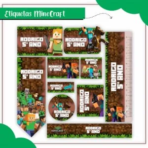 Etiquetas Escolares Minecraft - Arquivo Digital 12 Etiquetas Escolares Minecraft Arquivo Digital