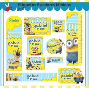 Etiquetas Escolares Minions - Arquivo Digital