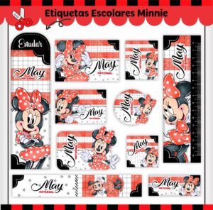 Etiquetas Escolares Minnie - Arquivo Digital