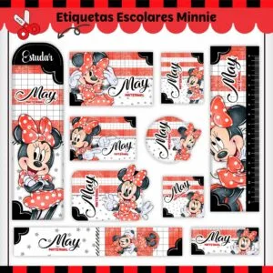 Etiquetas Escolares Minnie - Arquivo Digital