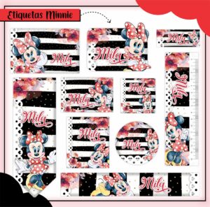 Etiquetas Escolares Minnie Vermelha - Arquivo Digital