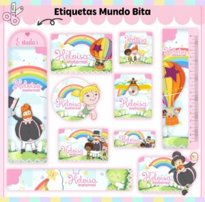 Etiquetas Escolares Mundo Bita Menina - Arquivo Digital