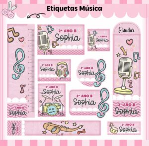Etiquetas Escolares Música Menina - Arquivo Digital