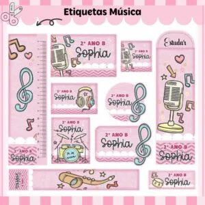 Etiquetas Escolares Música Menina - Arquivo Digital