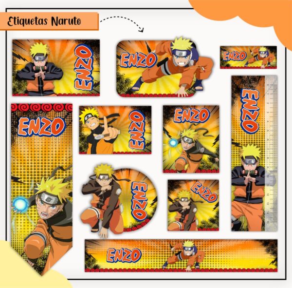 Etiquetas Escolares Naruto - Arquivo Digital