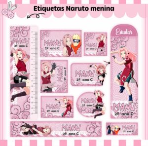 Etiquetas Escolares Naruto Menina - Arquivo Digital