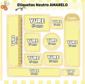 Etiquetas Escolares Neutro Amarelo - Arquivo Digital