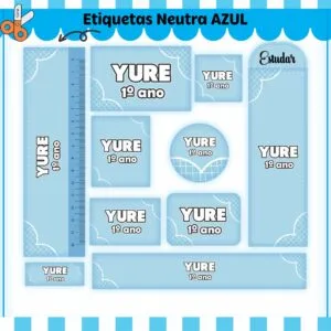 Etiquetas Escolares Neutro Azul - Arquivo Digital