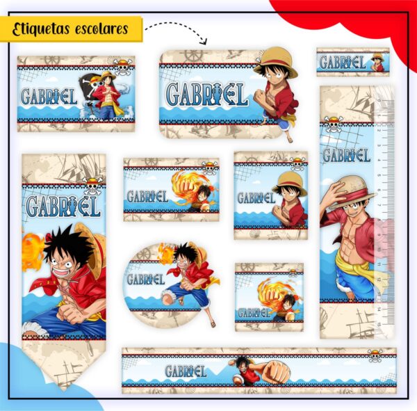 Etiquetas Escolares One Piece - Arquivo Digital