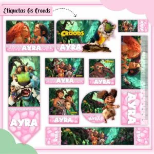 Etiquetas Escolares Os Croods - Arquivo Digital 13 Etiquetas Escolares Os Croods - Arquivo Digital