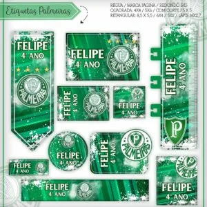 Etiquetas Escolares Palmeiras - Arquivo Digital 18 Etiquetas Escolares Palmeiras - Arquivo Digital