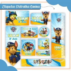 Etiquetas Escolares Patrulha Canina - Arquivo Digital 4 Etiquetas Escolares Patrulha Canina - Arquivo Digital