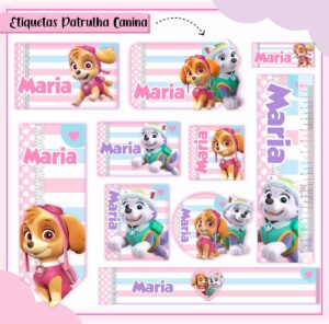 Etiquetas Escolares Patrulha Canina Menina - Arquivo Digital