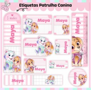 Etiquetas Escolares Patrulha Canina Menina V2 - Arq. Digital