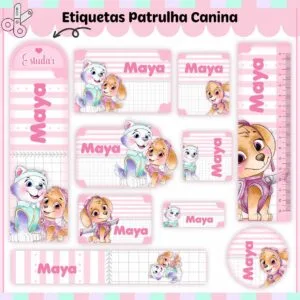 Etiquetas Escolares Patrulha Canina Menina V2 - Arq. Digital