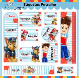Etiquetas Escolares Patrulha Canina V2 - Arquivo Digital