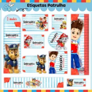 Etiquetas Escolares Patrulha Canina V2 - Arquivo Digital 14 Etiquetas Escolares Patrulha Canina V2 - Arquivo Digital