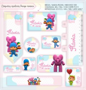 Etiquetas Escolares Pocoyo Menina - Arquivo Digital